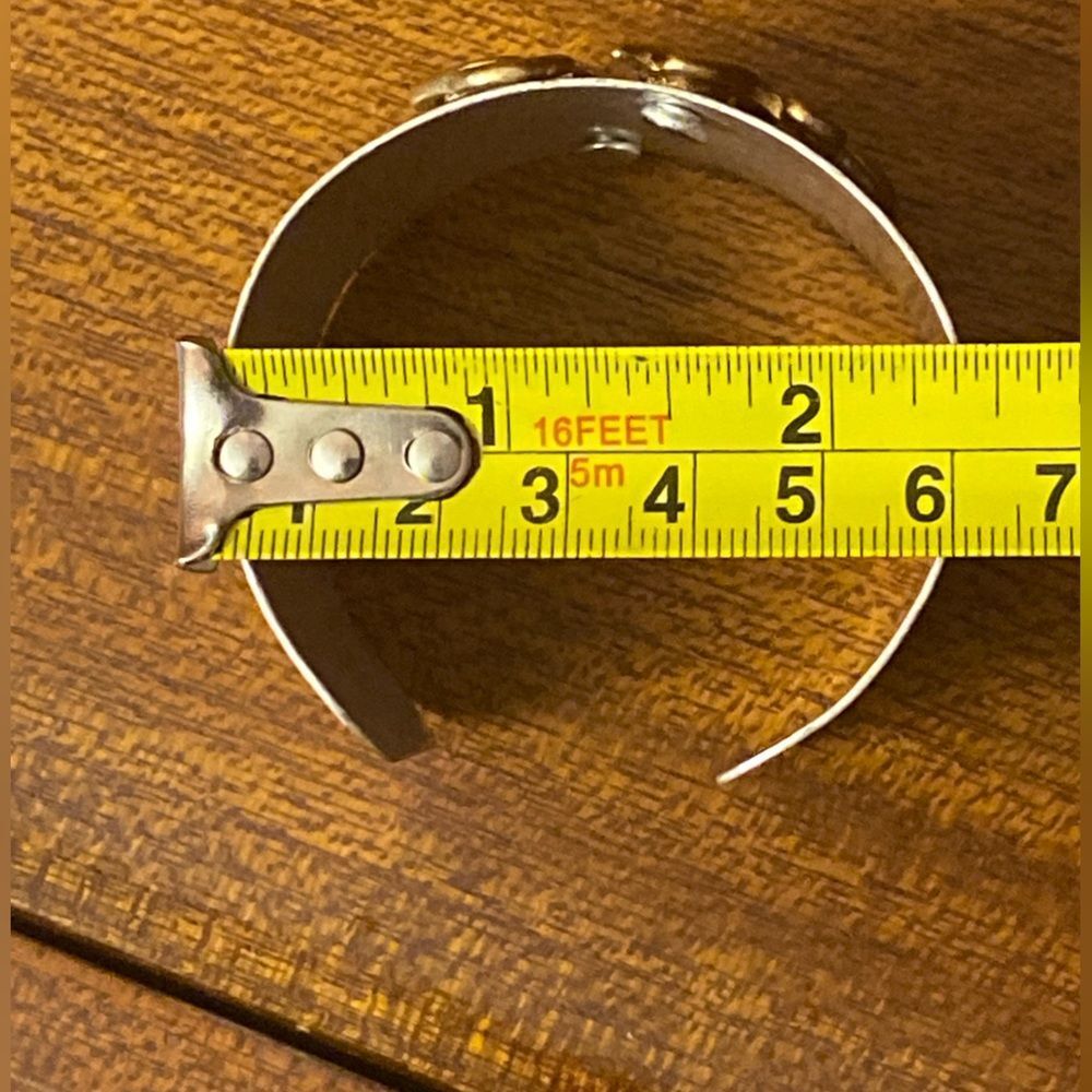 Gypsy Jewels Wide 2 Tone Hammered Boutique Look Monogram Initial Cuff Bracelet - Picture 5 of 10